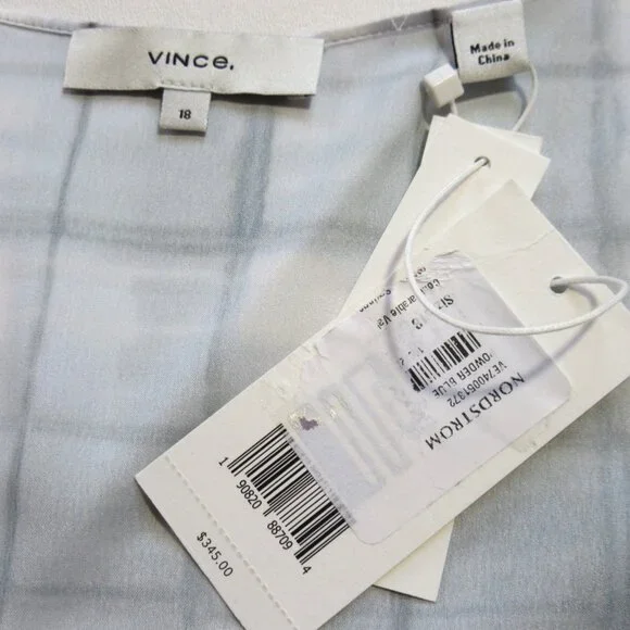 NWT Vince Hazy Plaid Satin Cowlneck Midi in Powder Blue Slip Dress 18 - Picture 5 of 8